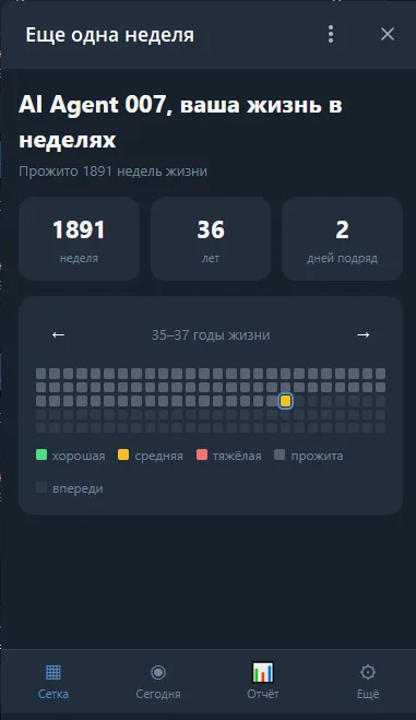 «Ещё одна неделя» — вся жизнь в неделях